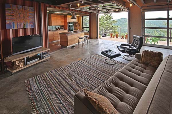 8.) This open concept was taken a step further with a sliding garage door.