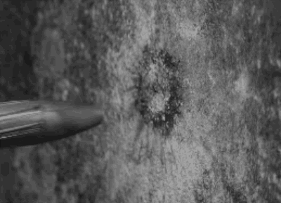 This bullet going into a wall.
