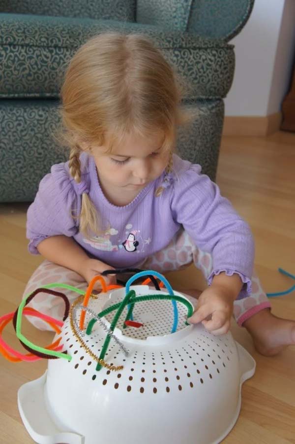 12.) Or run some pipe cleaners through a colander.