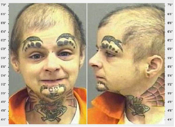 8. Who needs eyebrows when you have scary tattoos?