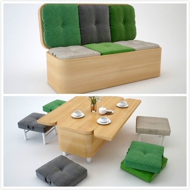 7. A beautiful bench that transforms into a dining set.