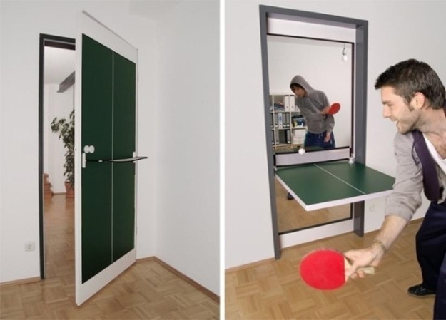 18. This door that's also a ping pong table