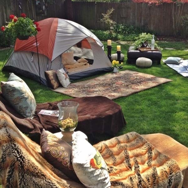 14.) Go camping in the back yard using some tents and pillows.