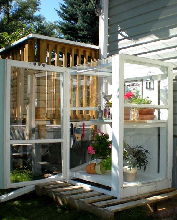 31.) Repurpose old windowsto build a mini-greenhouse.