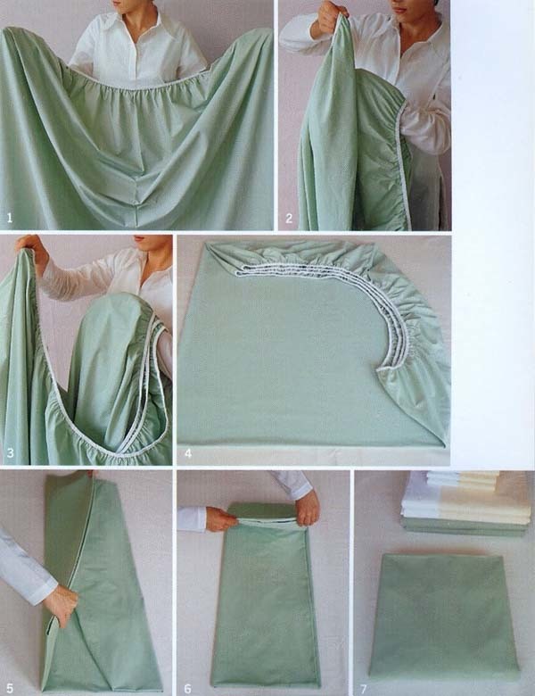 16.) This is how you fold a fitted sheet.
