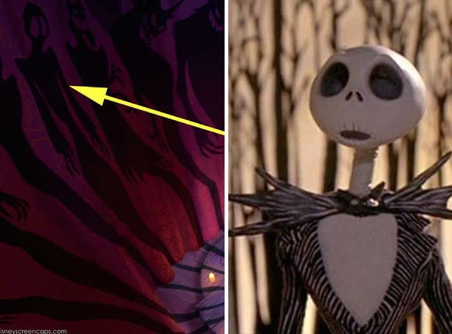 A shadow in The Princess And The Frog looks a lot like Jack from The Nightmare Before Christmas...