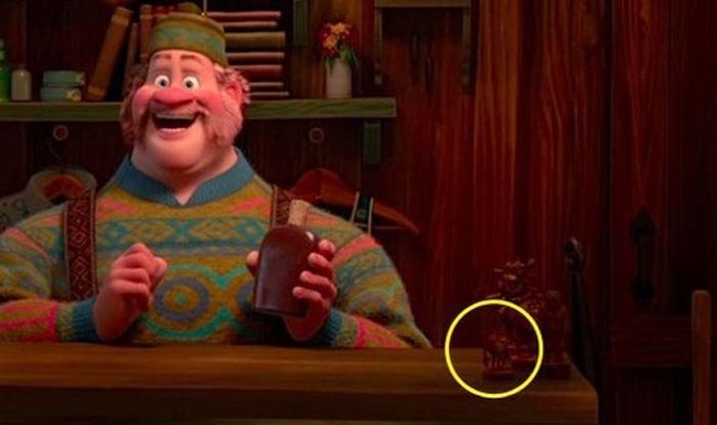 Mike Wazowski from Monsters, Inc. appears as a small figure in Frozen.