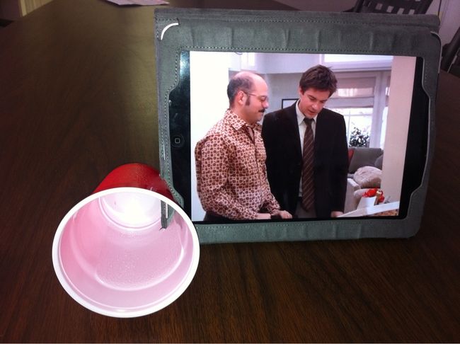 Amplify your iPad with a solo cup.