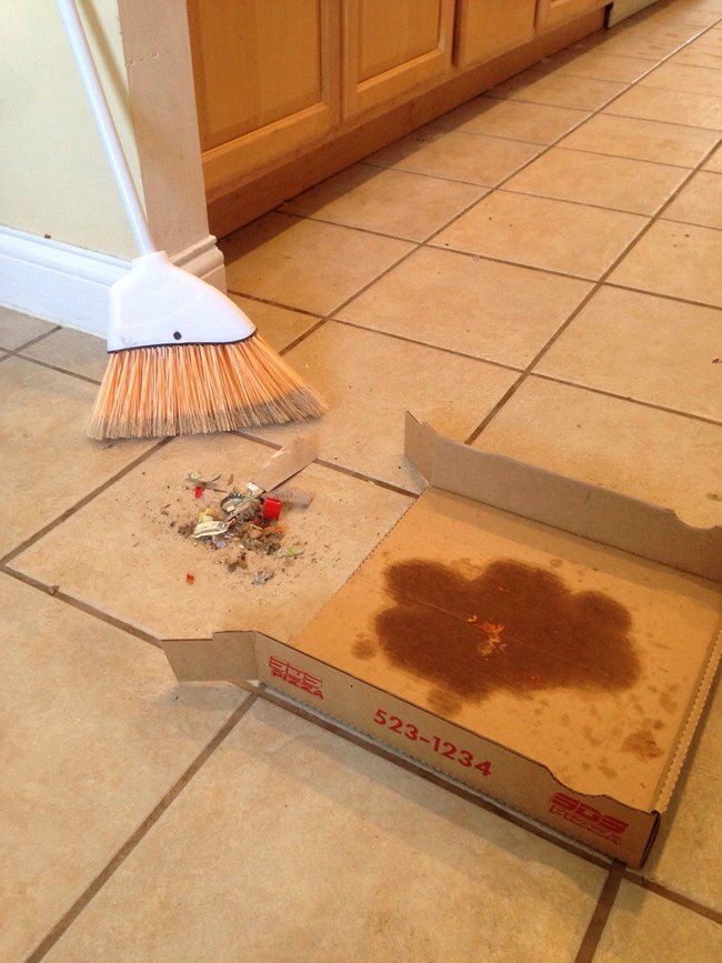 Pizza box tops make great dust pans.