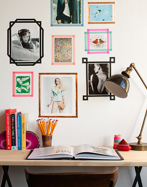 Hang photos and mementos using washi tape.