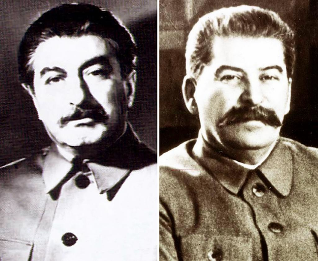 Joseph Stalin (right) and his body double Felix Dadaev (left).