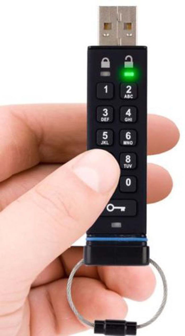 Passcode locked USB stick.