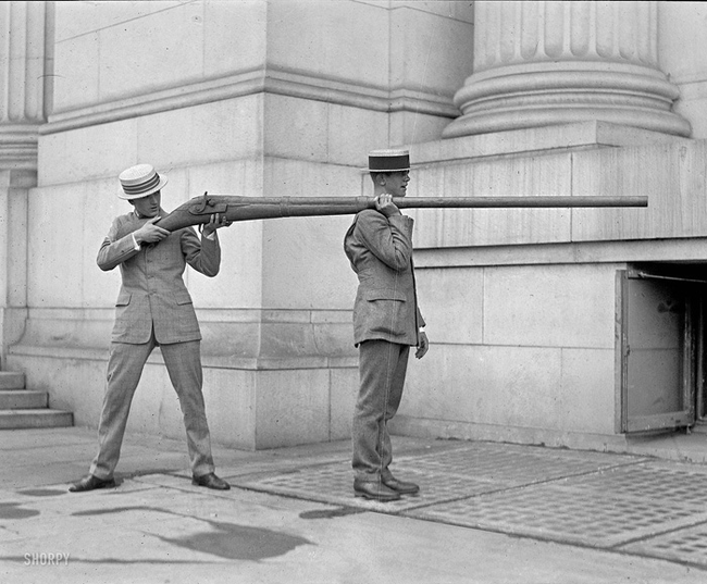 The Punt Gun, which was able to shoot over a pound of ammunition in a single shot and deplete stocks of waterfowl. It was banned in 1860.