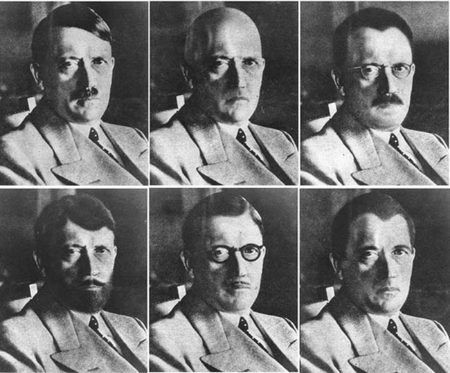 1944 renderings by the U.S. government of possible disguises Hitler might attempt.