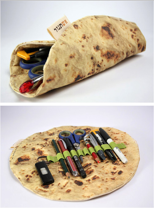 This cute way to roll up your school supplies.
