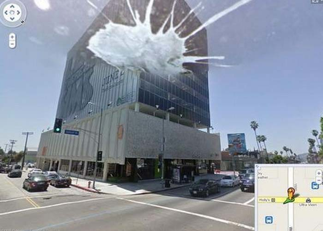 Nope. Not a building explosion. Just bird poop on the camera.