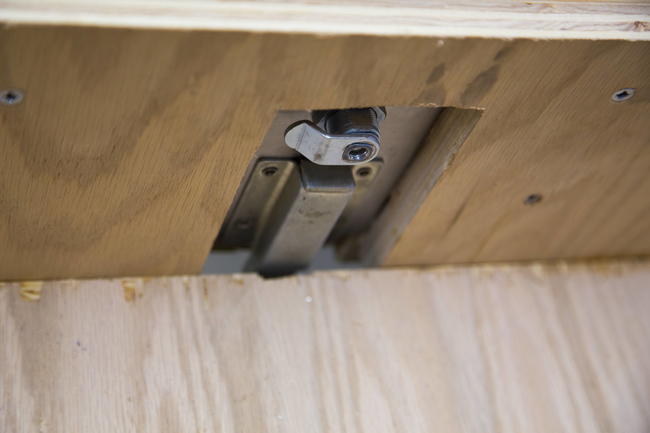 The lock for the drawer.