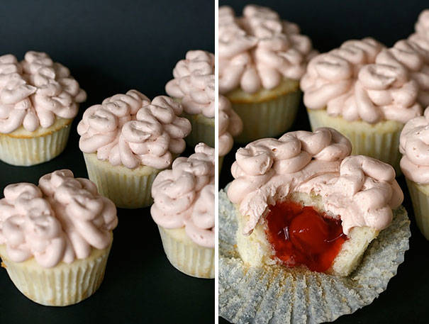 Brain Cupcakes (with "blood clot")