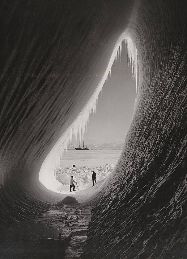 A grotto in an iceberg as seen during the British Antarctic Expedition, January 5, 1911.
