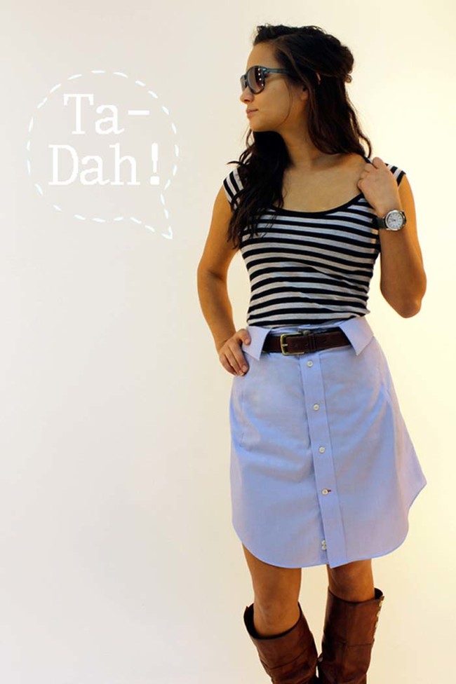 Turn a men's shirt into a quirky pencil skirt.