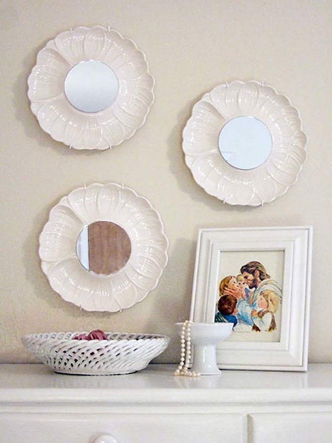 Or, turn dishes into cute mirrors. 