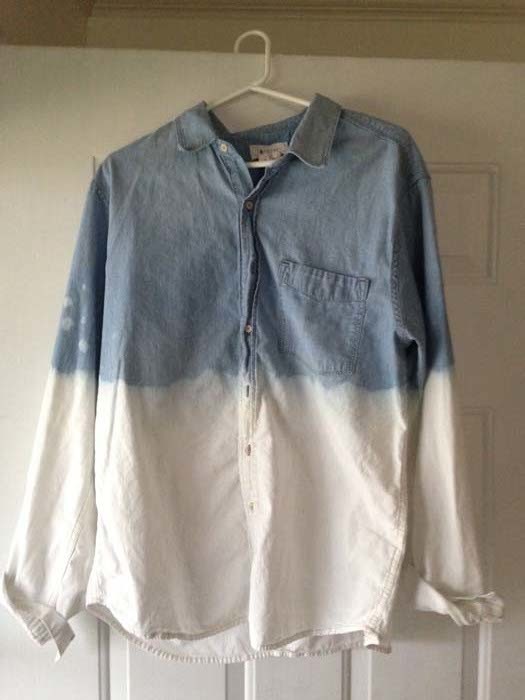 Make a thrifted shirt ombre with a little bit of bleach.