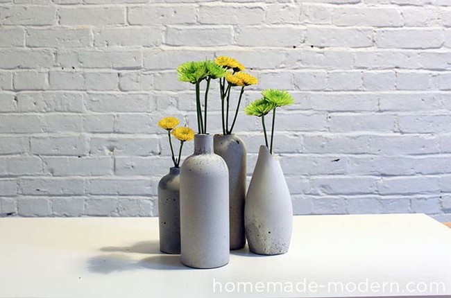 Concrete flower vases