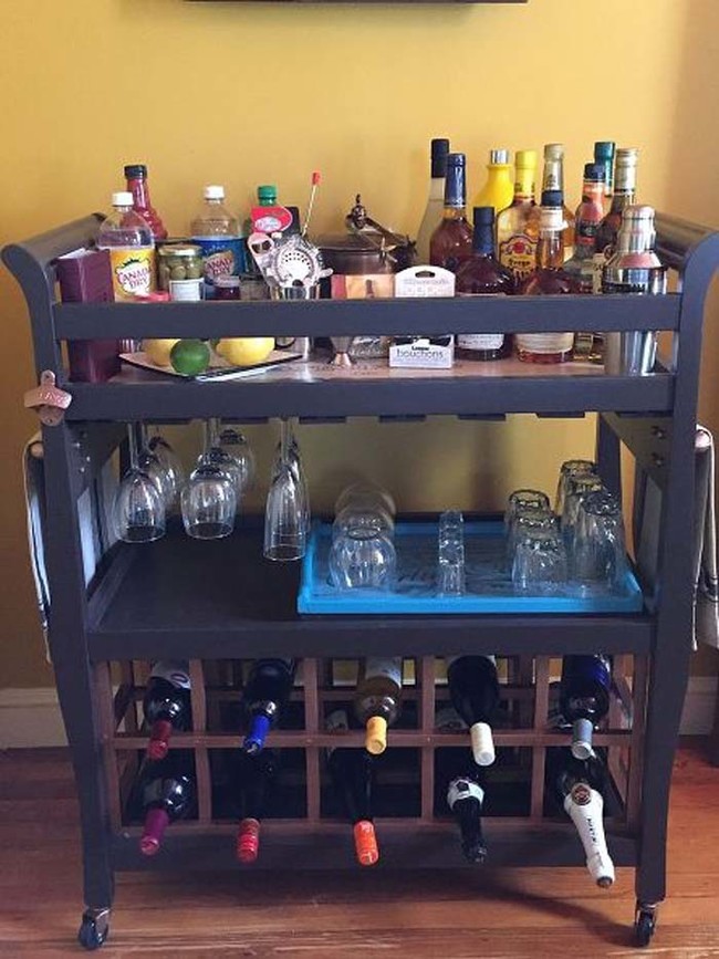 Changing table-turned-bar cart
