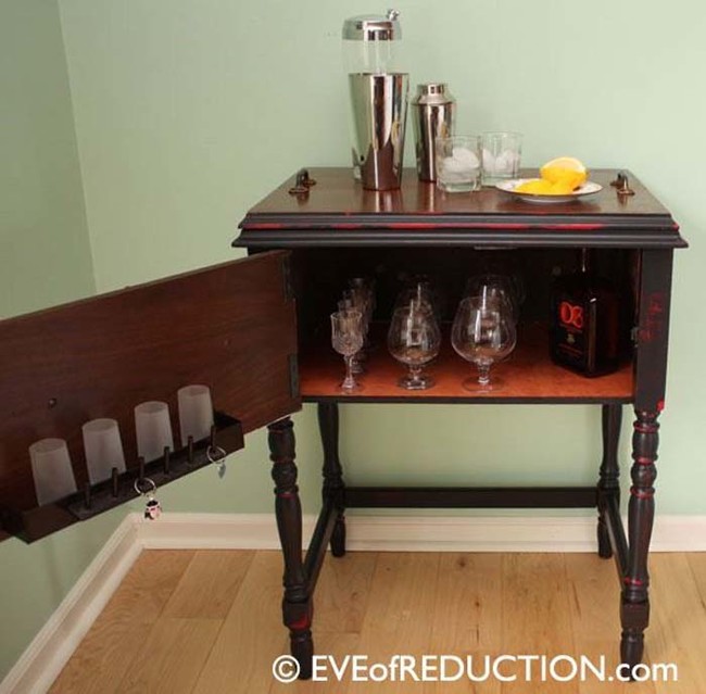 Sewing cabinet bar cart