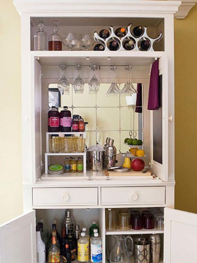 Refashioned TV console bar cart