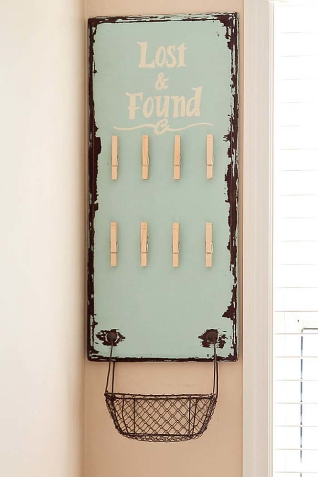 A DIY lost-and-found board keeps track of loose socks for your family.