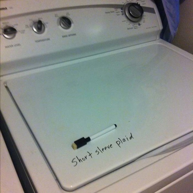 Write notes on the top of the washer with a dry-erase marker to remember special drying instructions.
