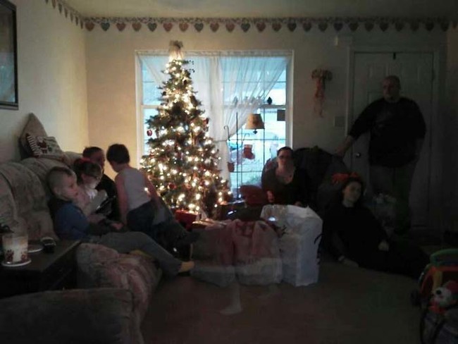 A disembodied foot at Christmastime.