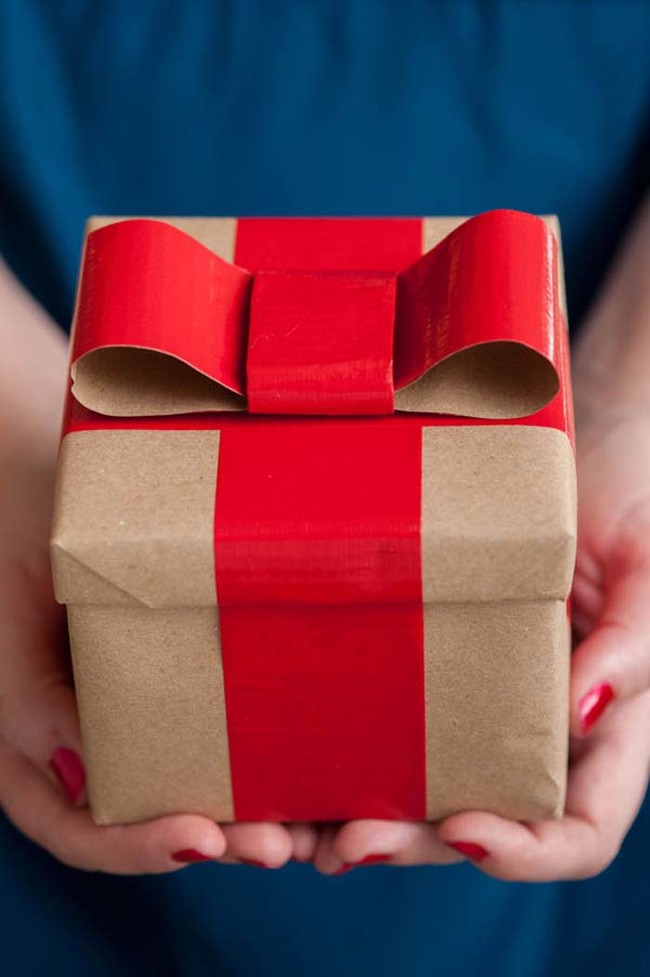 Low on ribbon? Tie up a gift with duct tape instead. 
