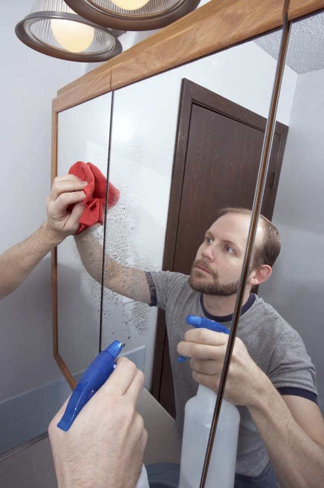 Use the same mixture on your mirrors, too.