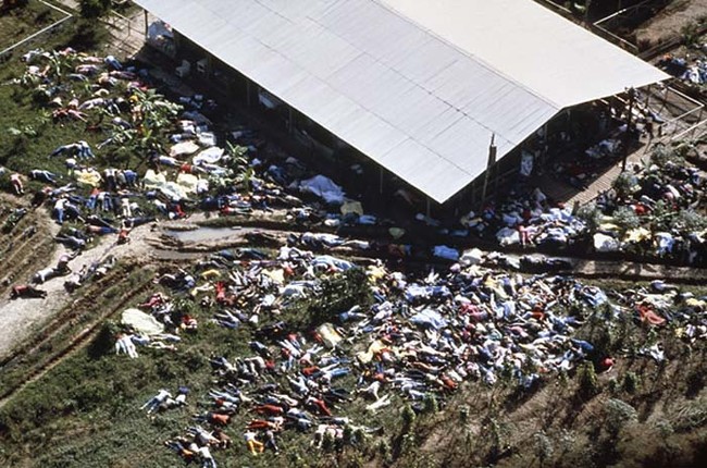 Aerial view of the Jonestown mass suicide.