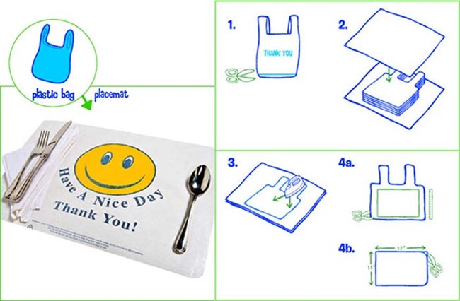 Turn a plastic bag into a placemat.
