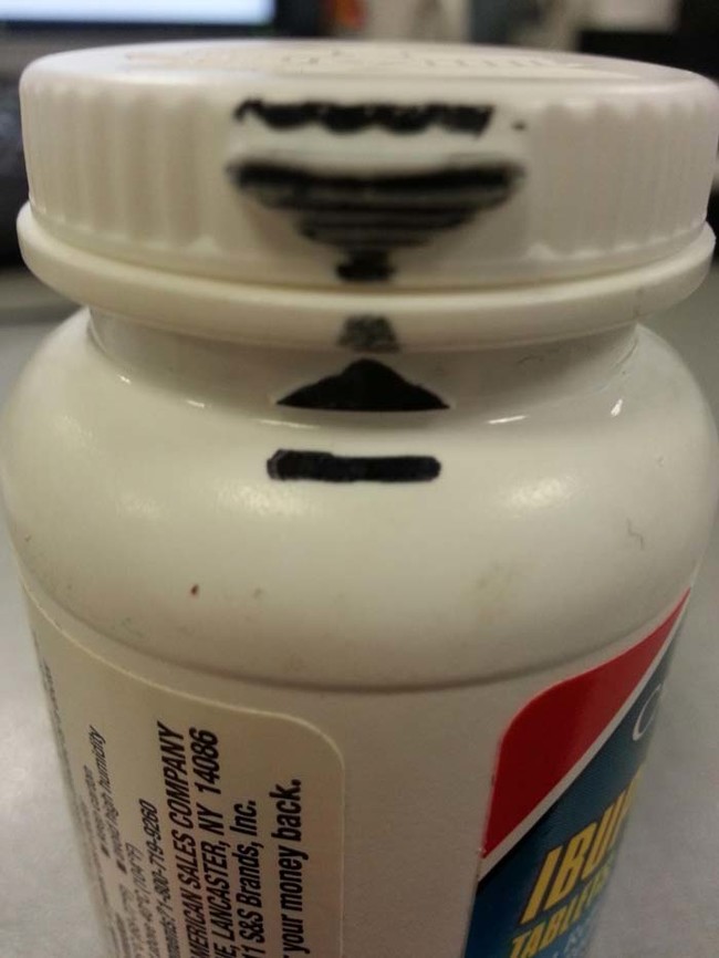 If you color the child-safety mark on a pill bottle, you can remove the cap in the dark.