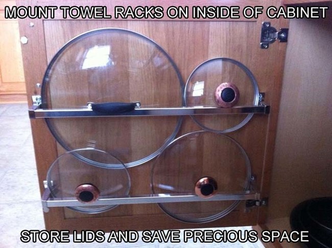 Pick up a few towel racks at your local hardware store to do this: