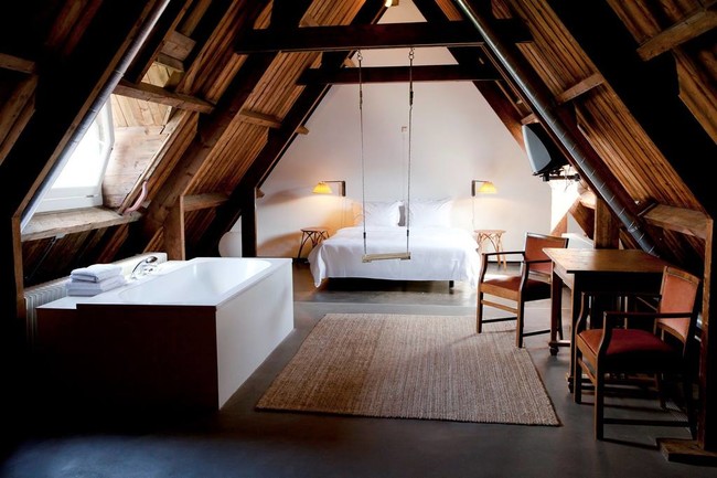 Make it fun by adding a swing to the rafters.