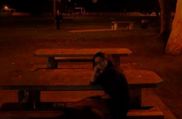 Chilling on a bench.