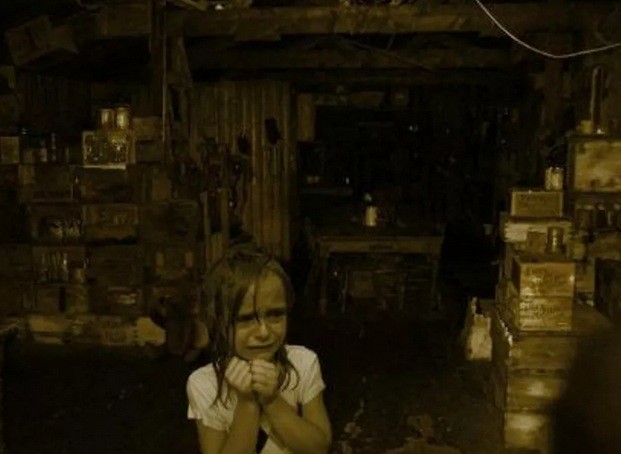 Scared in the basement.