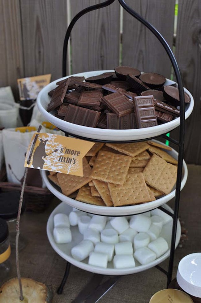 A s'mores bar is a fun dessert for fireside festivities.