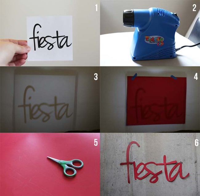 Use a projector and a poster board to make a decorative banner sign.