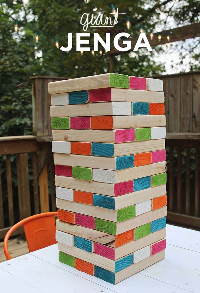 Cut up a few 2x4's and make a giant Jenga set. 