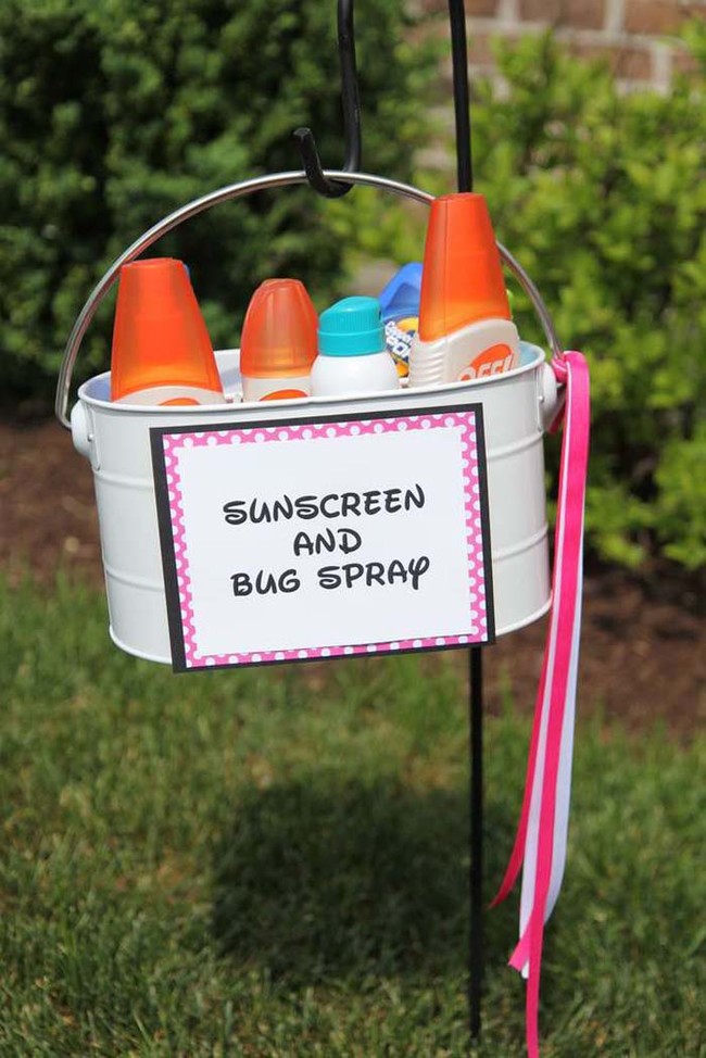 A sunscreen and bug spray station will keep everyone protected from summer's pests. 