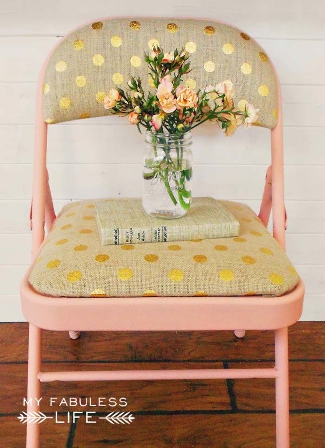 Give folding chairs a makeover to spice up your party decor. 