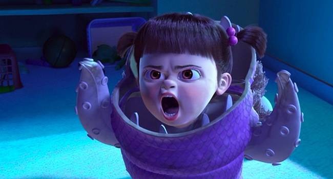 Mary Gibbs, the voice of 'Boo' in "Monsters Inc." was a toddler during the making of the film. It was hard to get her to sit still in the studio so the producers recorded her playing and pieced together Boo's lines using things she would say