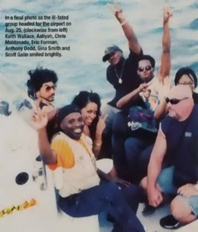 Aaliyah, boarding a boat that would take her and her entourage to the airport where they would board a plane that would tragically crash.