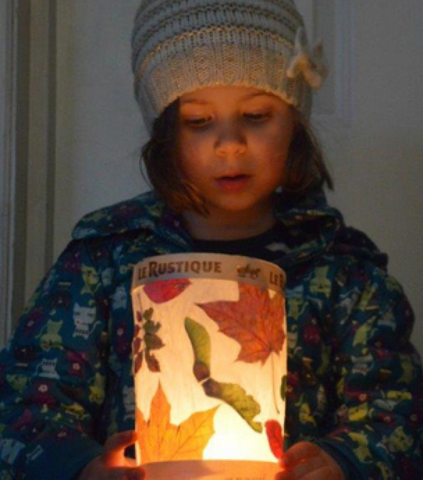 Make your kids a part of the fun with this cool paper leaf lantern project.